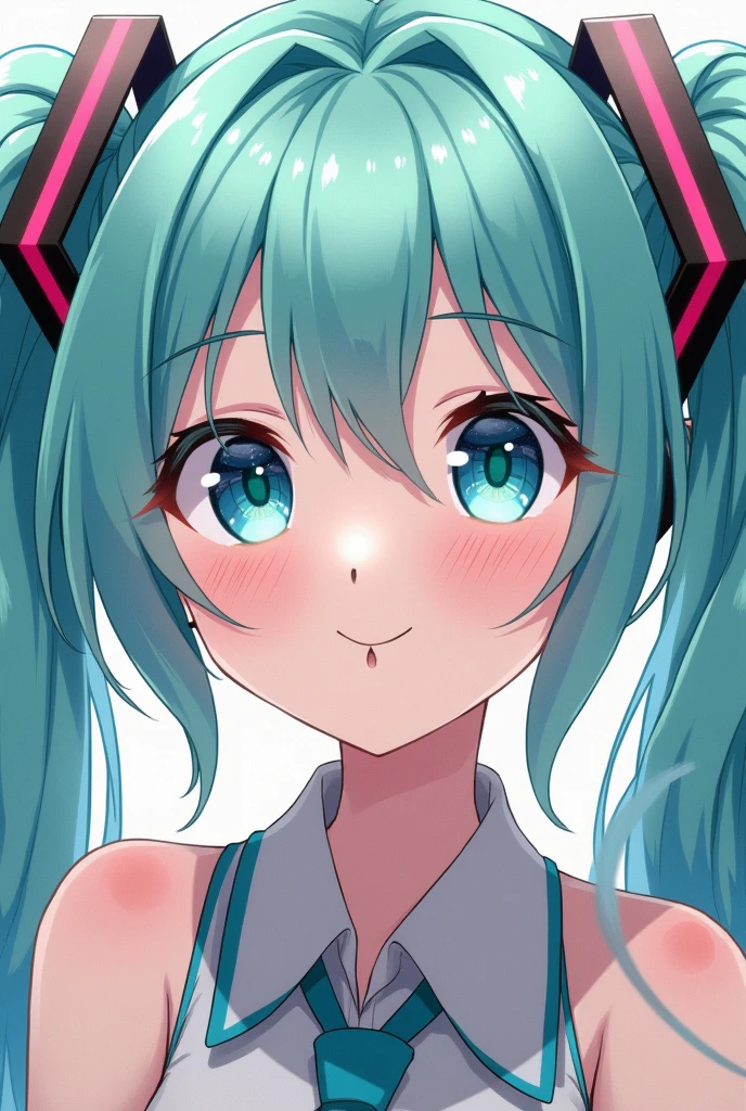 Hatsune Miku smiling with cum in her mouth