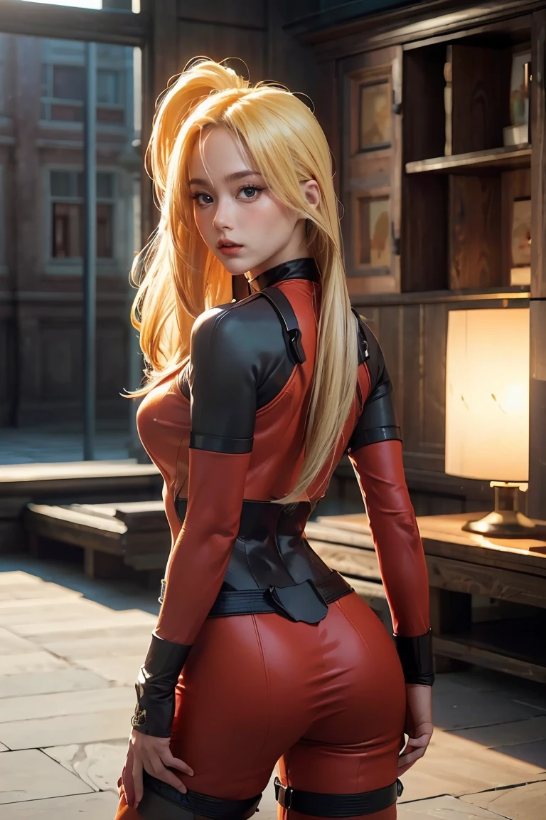 (((3d,CGI))) “cartoon art-style” realistic portrait of a sexy and busty female superhero character in the style of Deadpool, I have blonde hair., Wear tight clothing., holding a sword, Pose seductively and confidently, It is large, good figure., (best quality,4K,8ก,height,Masterpiece:1.2),Very detailed,(realistic,photorealistic,photo-realistic:1.37),Very detailed,Beautifully detailed eyes,Beautifully detailed lips,ดวงตาและใบหน้าที่มีรายVery detailed,Long eyelashes,Intricate costume details,dynamic light,Stunning shadow,bright colors,movie elements