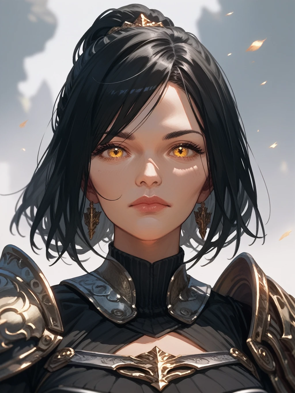  (score_9,score_8_up,score_7_up,score_6_up,score_5_up,score_4_up),detailed,((mature woman)),detailed face,long black hair,fantasy,black dress,armor,golden eyes