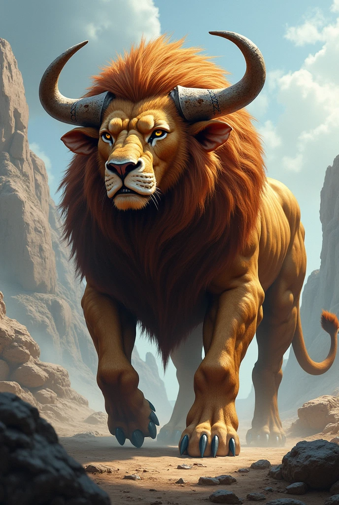 The combination of a bull and a lion