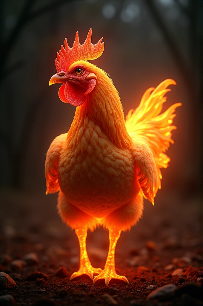 A [Chicken] with [Fire] skin isolated on 
Dark background no focus [4k] [full ultra]