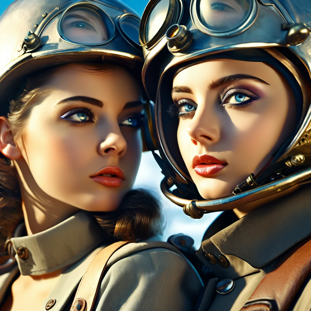 amour stupide, 8k, highy detailed, dieselpunk, alexey gurylev, boy & girl, perfect eyes