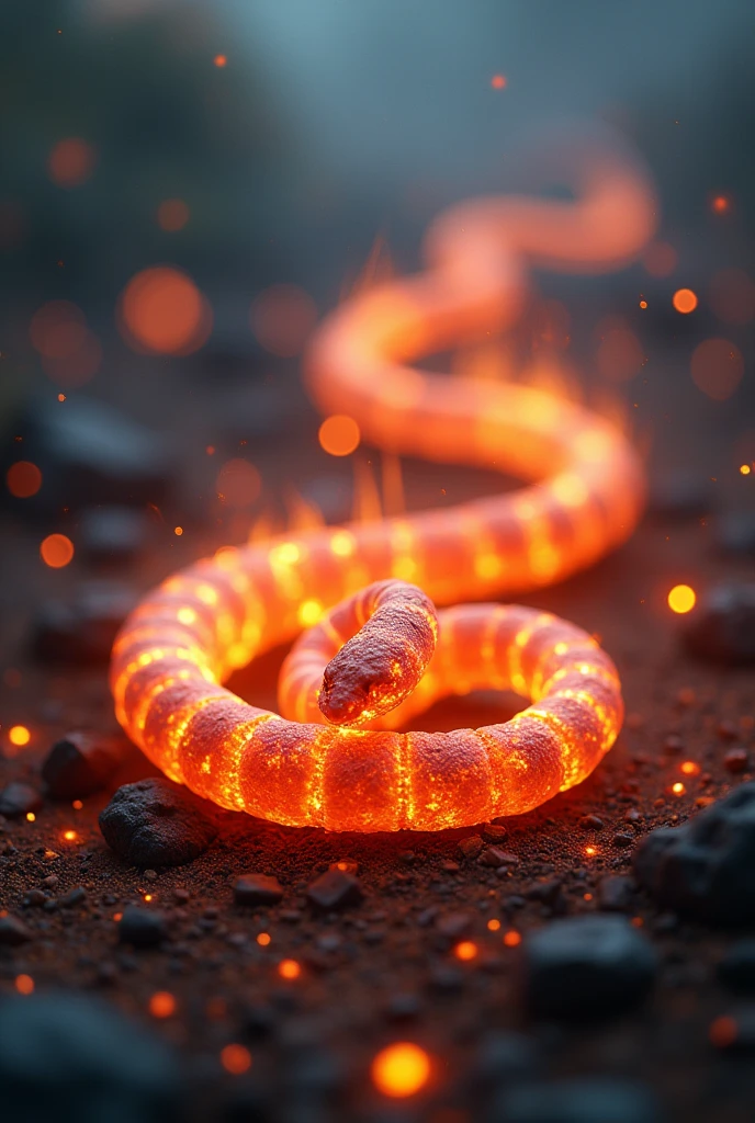 A [worm] with [Fire] skin isolated on 
Colorful background no focus [4k] [full ultra]