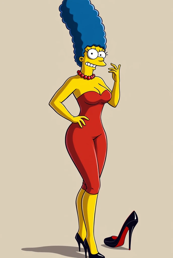 Marge simpson tight dress, cartoon high heel shoe