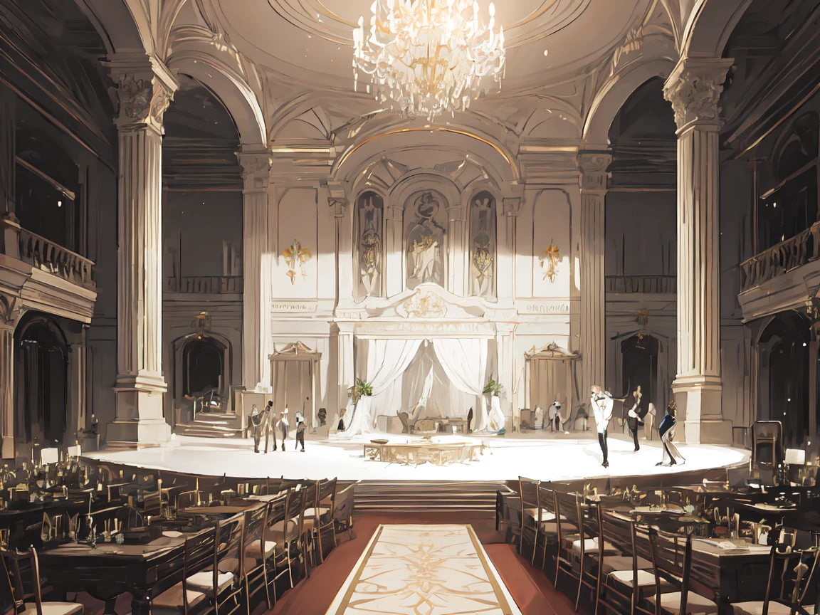 Fantasy, Big mansion, Evening party, Ballroom, dance hall, Aristocratic Party,