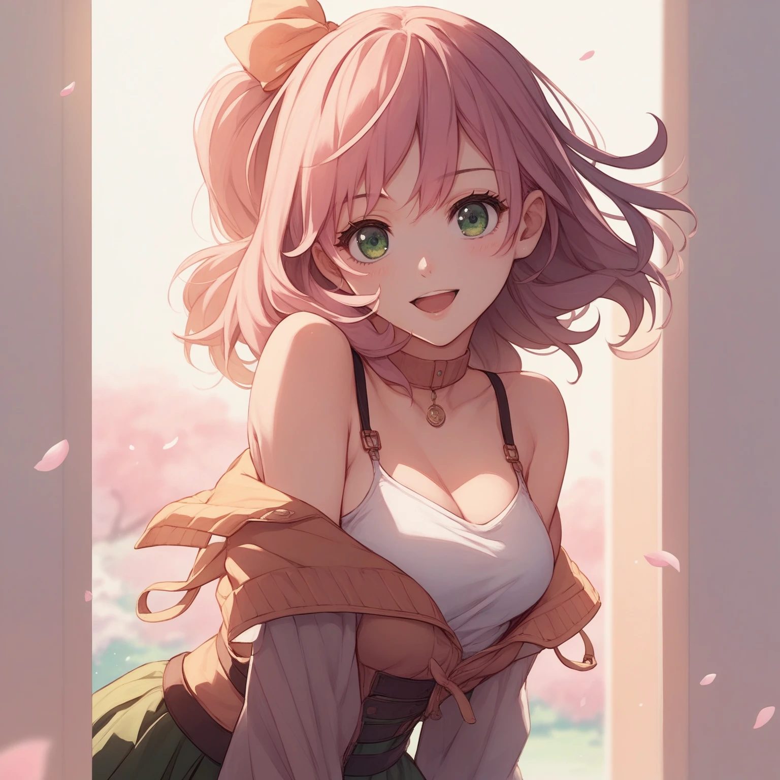 Anime Girls with pink hair and green eyes posing for a picture, beautiful Anime Girls, seductive Anime Girls, cute Anime Girls, pretty Anime Girls, attractive Anime Girls, (Anime Girls), Anime Girls, April Rendering, portrait Anime Girls, Smooth anime CG art, young Anime Girls, an Anime Girls, cute Anime Girls portrait, Cute girl anime visuals