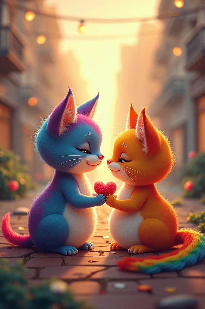 A rainbow cat couple experiences the challenges of long-distance love. One cat travels abroad for a better future while the other, who is pregnant, stays behind. Despite the distance, they stay connected, eagerly awaiting the arrival of their kitten. After the birth, the family joyfully reunites, stronger and more united than ever.