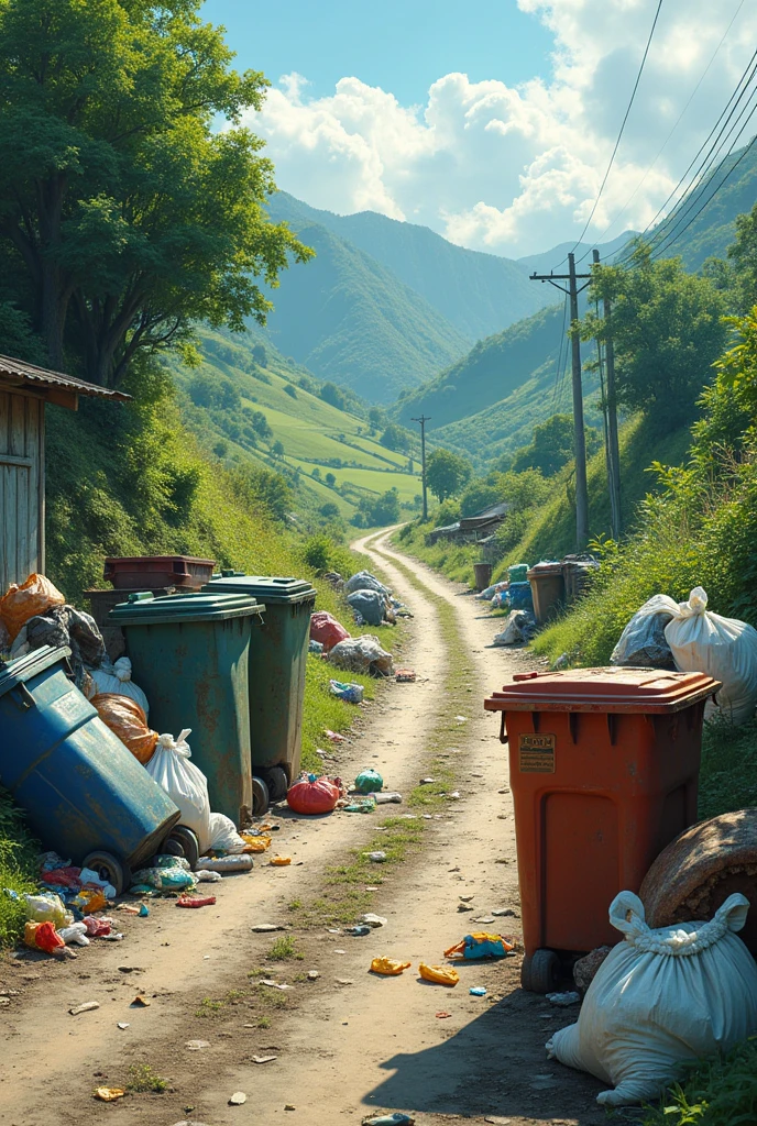 Dustbins for garbage west fluale scattered in rode side