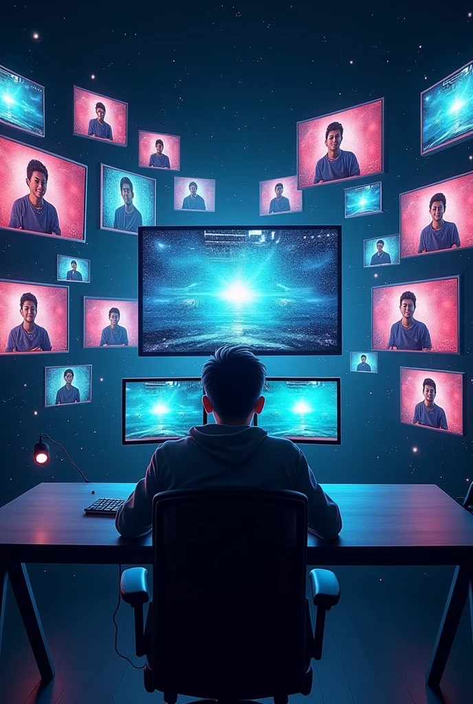 An image as a cover type to put on a tiktok account that is of clips of streamers, that does not have people, like this but with more focus on the screen and as if I were editing a clip