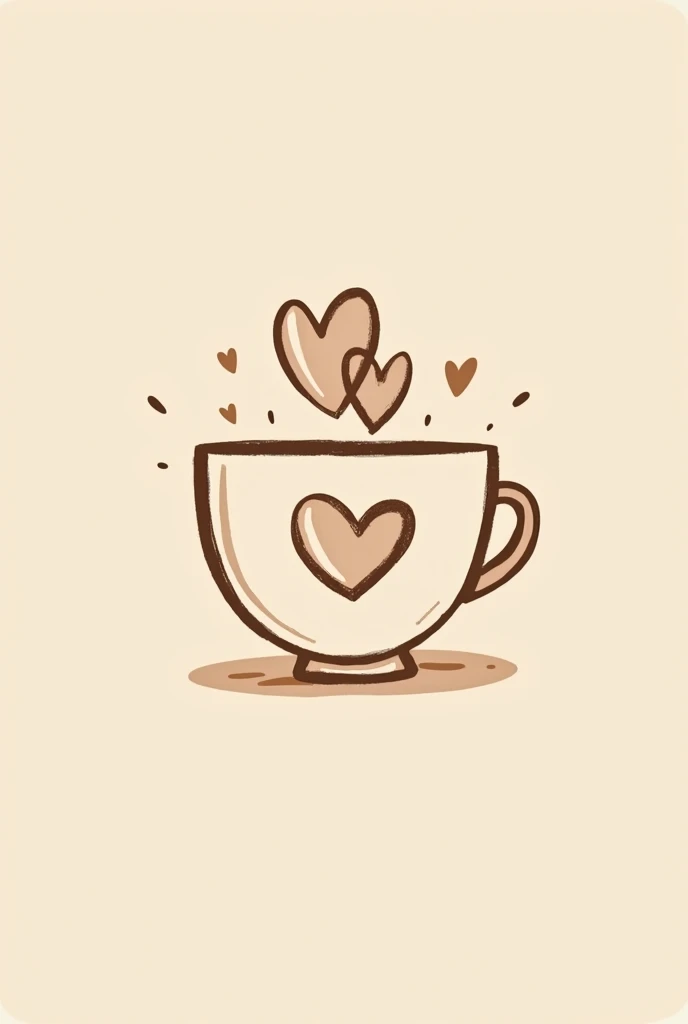 Logo of a cup with a drawing of two hearts in coffee