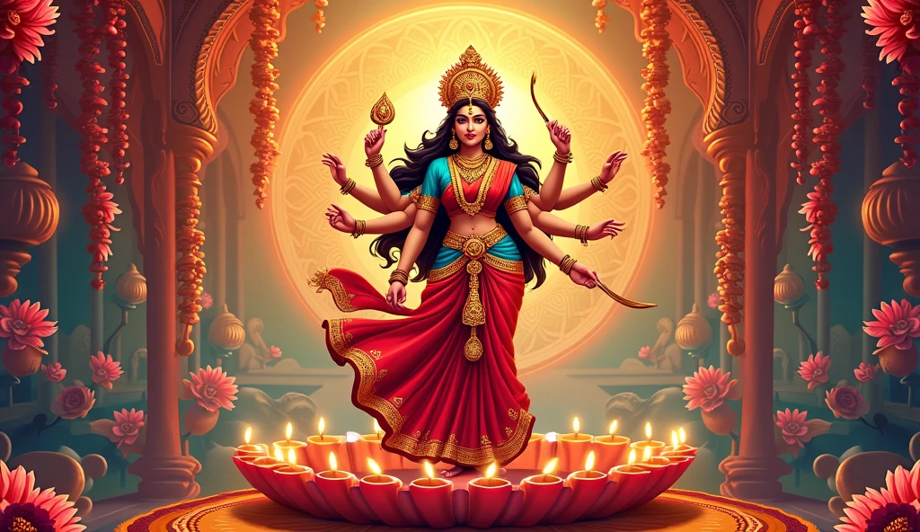 Happy Durga Puja Sale special offer banner template with festive elements