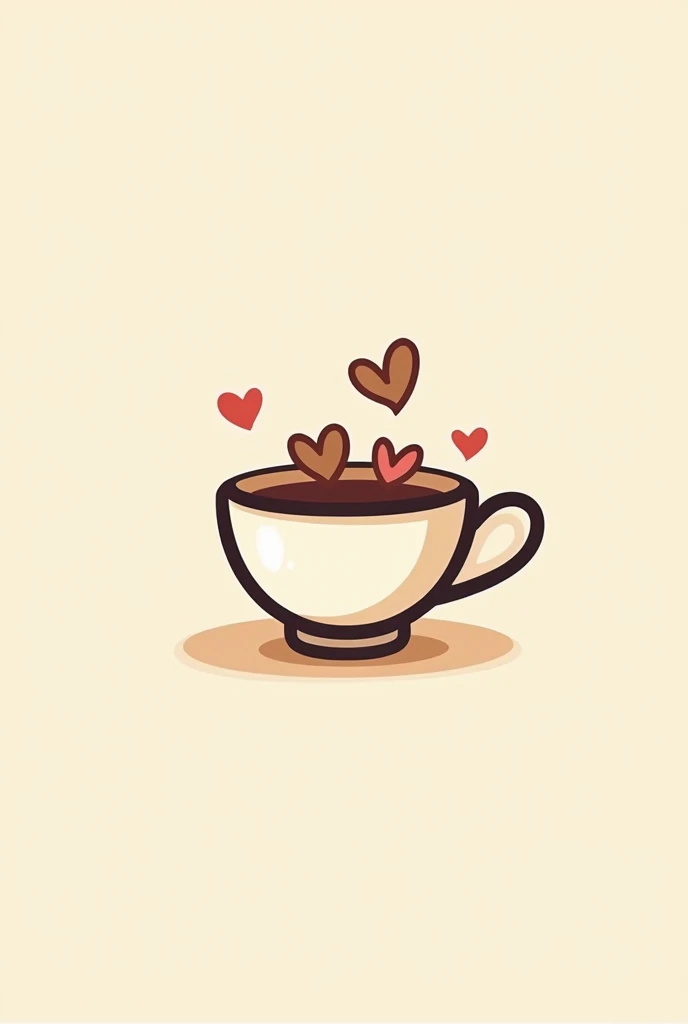 Logo of a cup with a drawing of two hearts in coffee