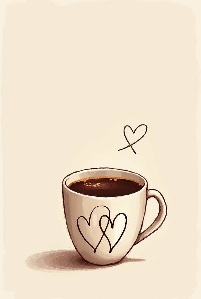 Cup with drawing of two hearts in coffee 