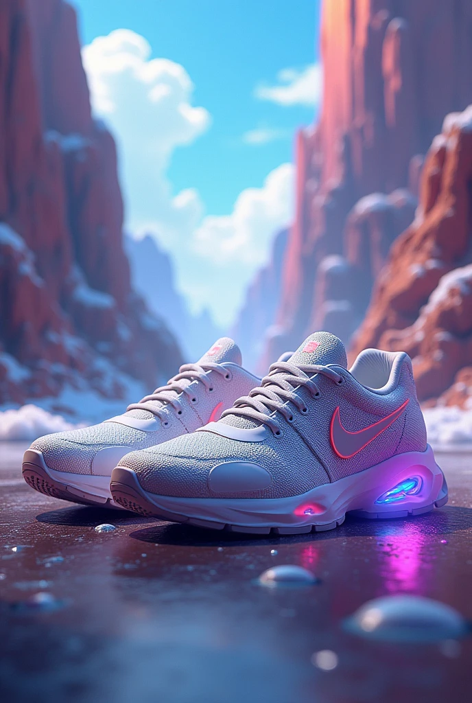 Imagine some almost realistic pixel sneakers with an incredible background