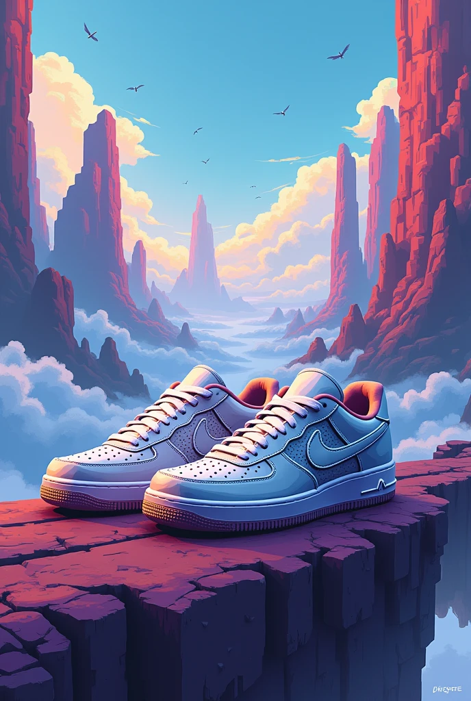 Imagine some almost realistic pixel sneakers with an incredible background