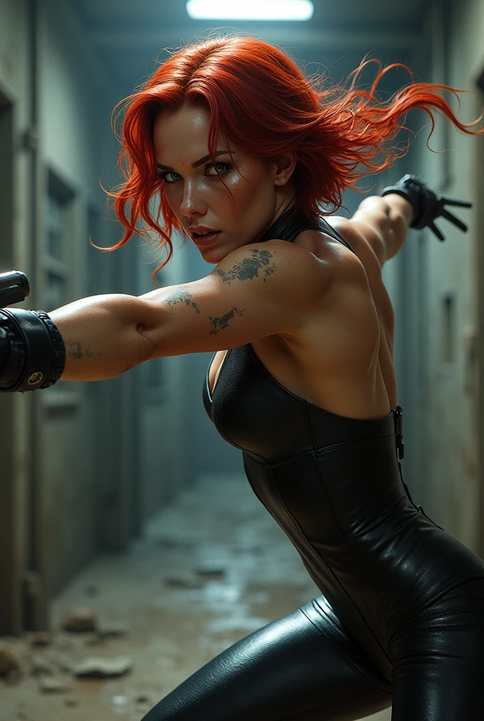 Black widow fighting naked