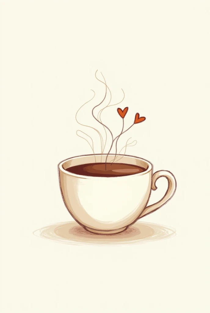 Coffee Cup Drawing 2 Hearts