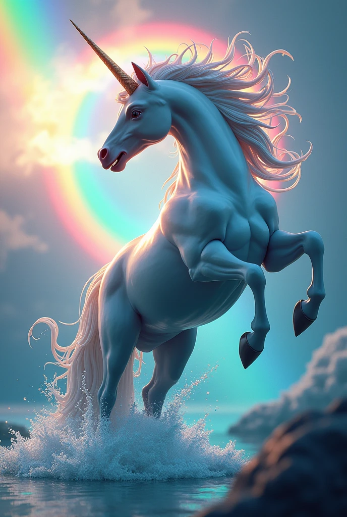 Create me a super realistic Dolphin with a unicorn and also many colors and to finish a beautiful rainbow MANY COLORS PLEASE! 😭💗Noooo a unicorn alone and a Dolphin alone too!