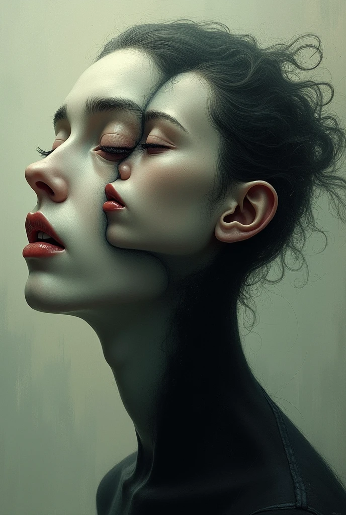 This pain is not mine, something that shows two faces and is abstract


