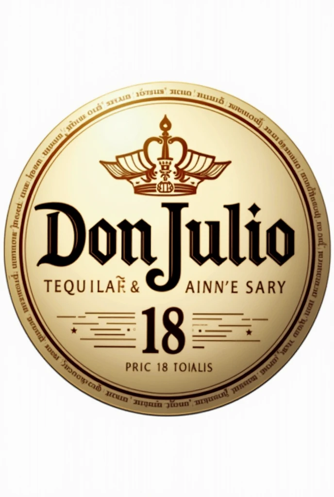 The round logo of Don Julio 70 tequila but instead of 70 put the number 18 with the anniversary abbreviation in png