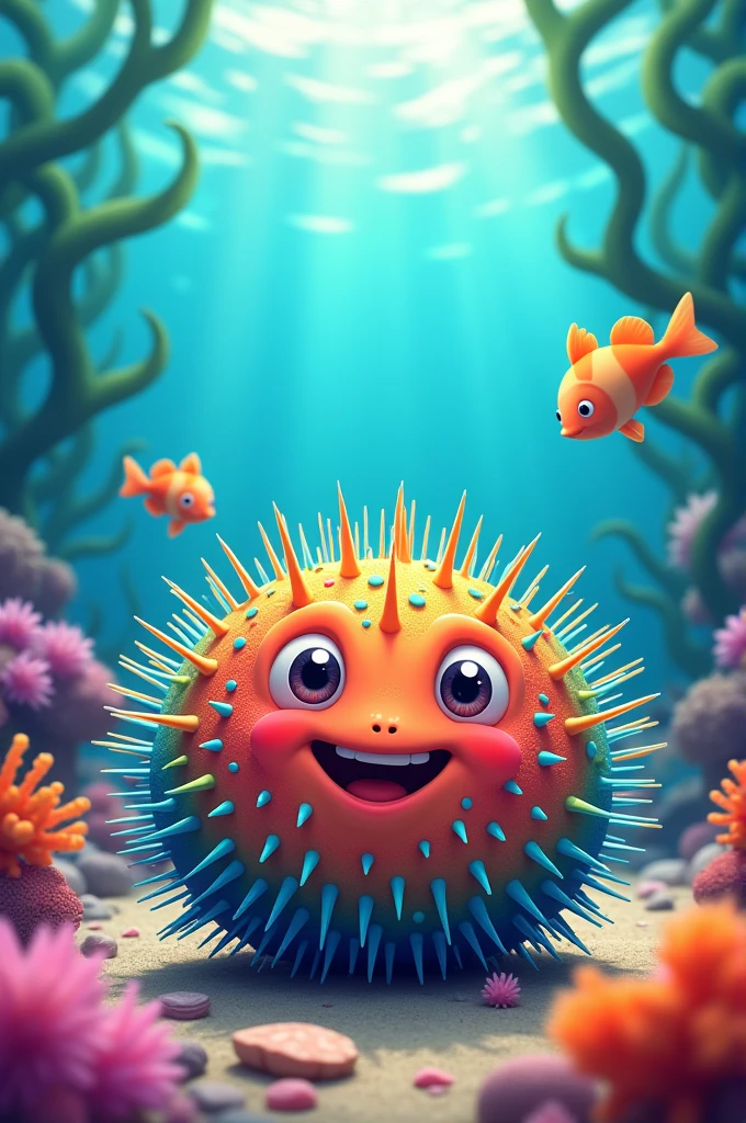 Animated colorful sea urchin