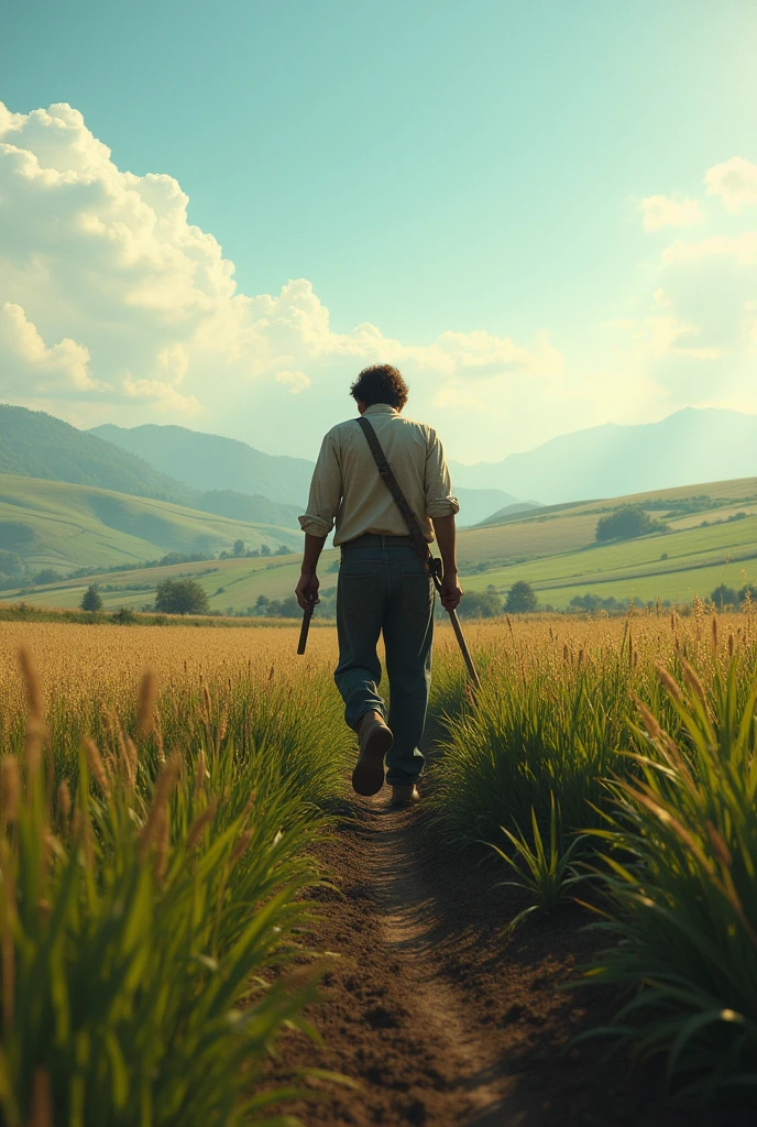 A lone worker in a field, representing daily perseverance.