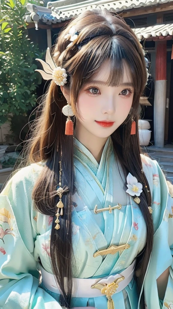 Ancient Chinese girl,Long hair,Hair accessories,Hanfu,printing,4K
