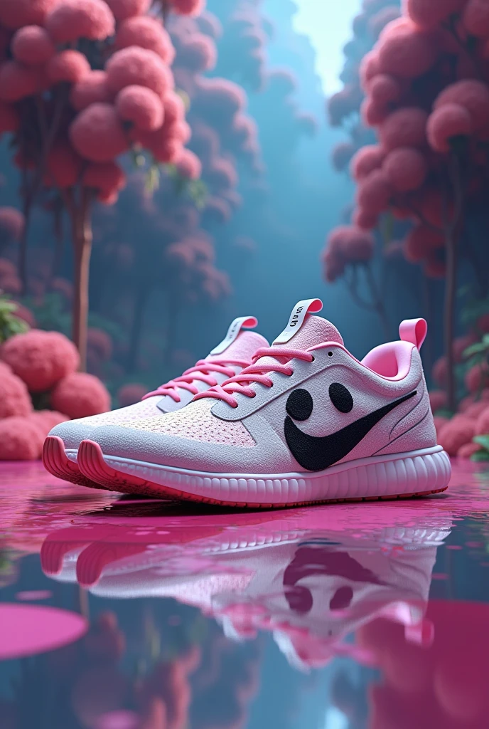 Some incredible almost realistic sneakers inspired by the troll face meme with an incredible background make them look unique