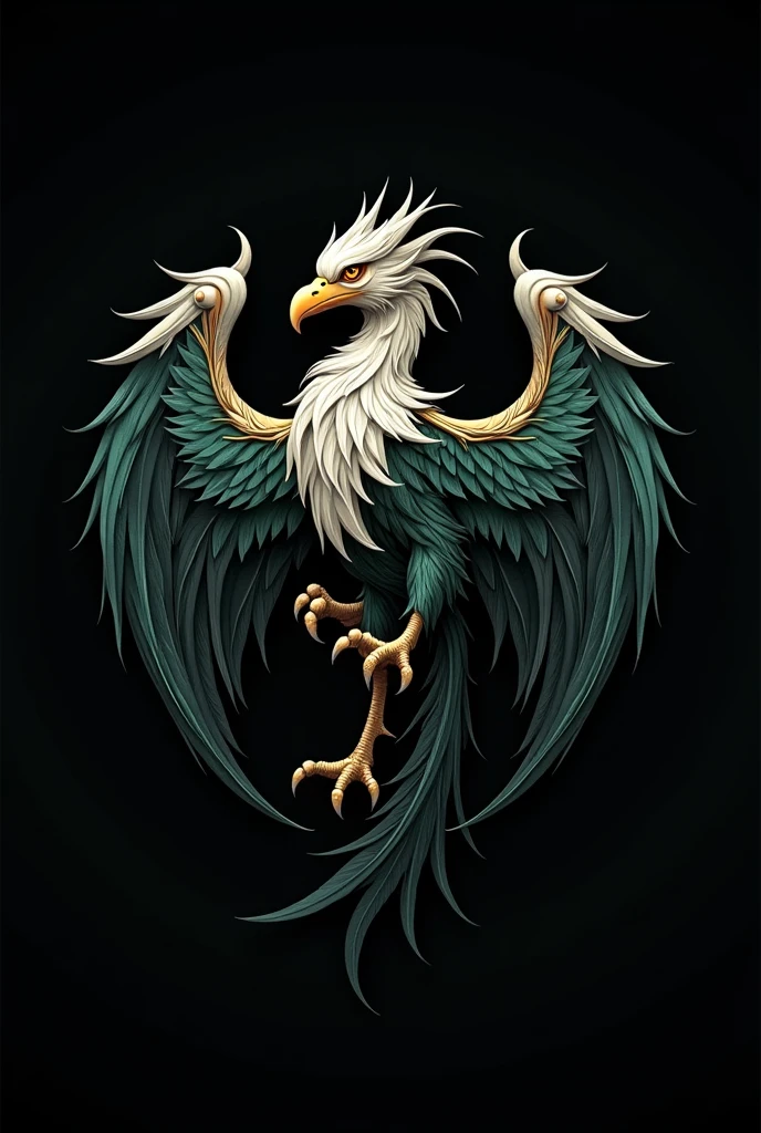 gryphon logo (Big head and small feet) 奇幻商業標誌 幻想藝術 黒色白色唖金色加點銅綠色gryphon logo Fair华丽 闪耀着光芒 深色背景 優質內容非常詳細
、Dynamic angles and elegant atmosphere,intricate details, masterpiece, Fair. lifelike