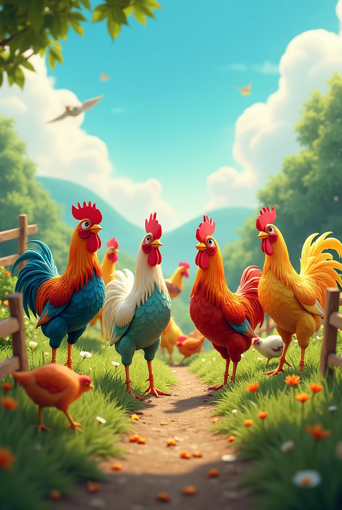 Colorful chickens