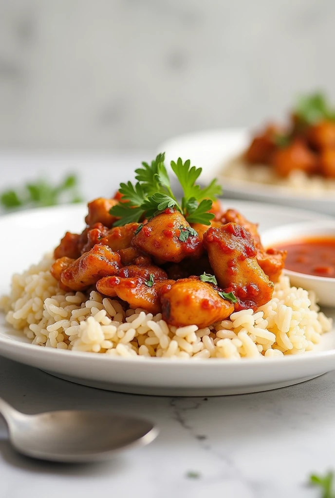 Chicken rice with sambal