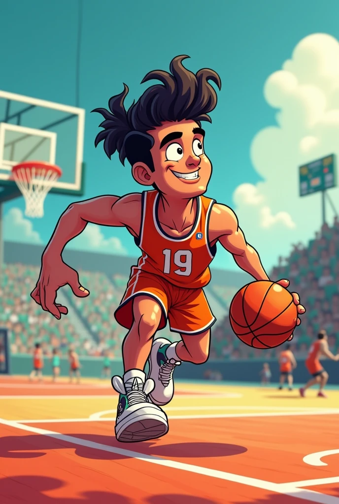 Create a cartoon basketball player visualizer