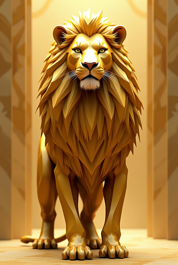 Golden colour lion in geometry