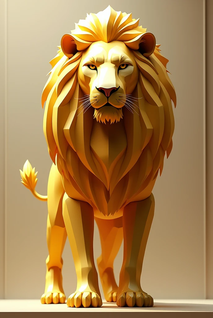 Golden colour lion in geometry