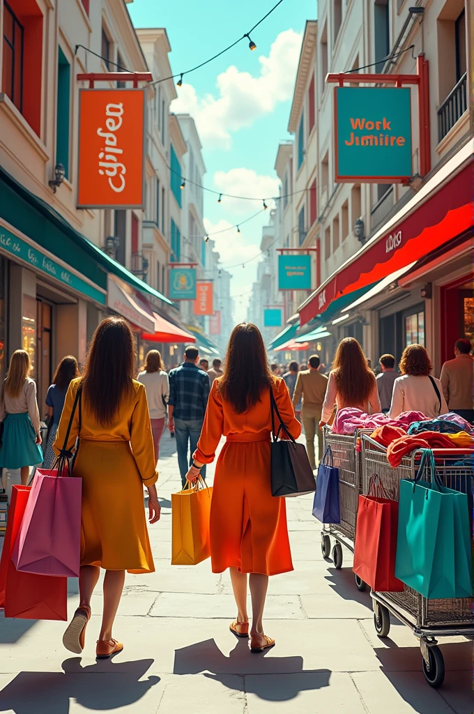 Shopping bags and trolleys clothes