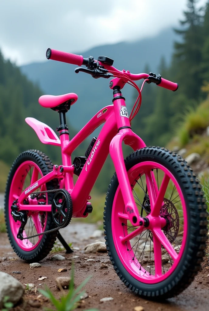 An all-terrain bike but in pink and lively