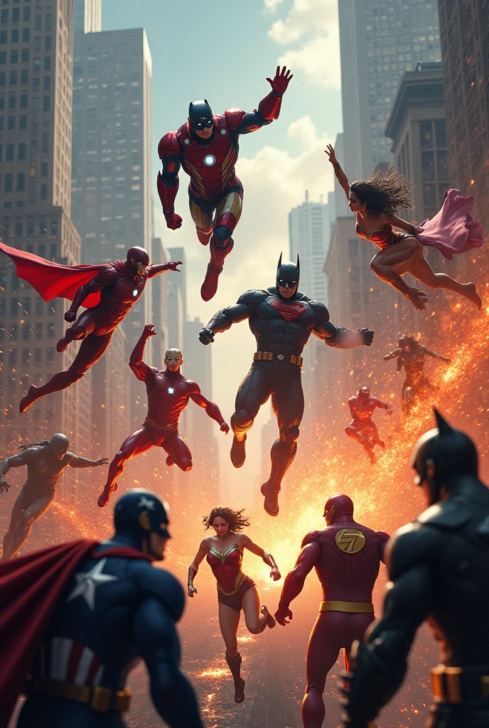 All Avengers and DC heores are fighting in one frame