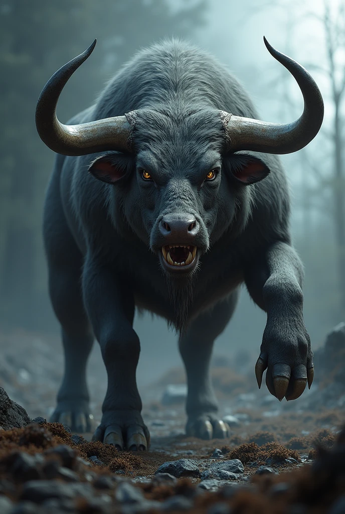 
Combining a bull and a screaming wolf to make it more realistic 