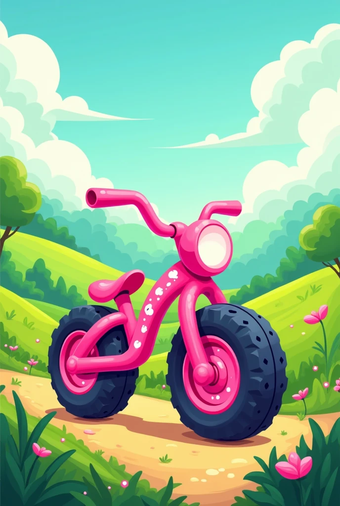 An all-terrain bike but in pink and cartoonish style
