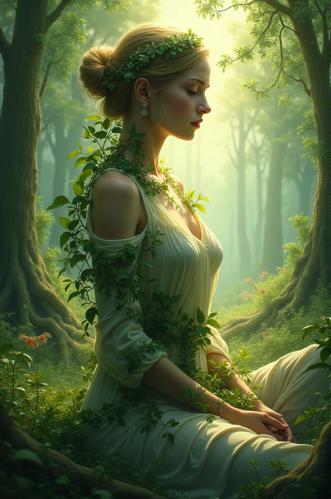 A woman being one with the Earth