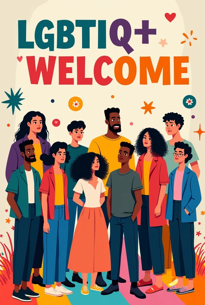 Create a poster promoting strategies for LGBTIQ inclusion+ in social and personal spheres in the world
