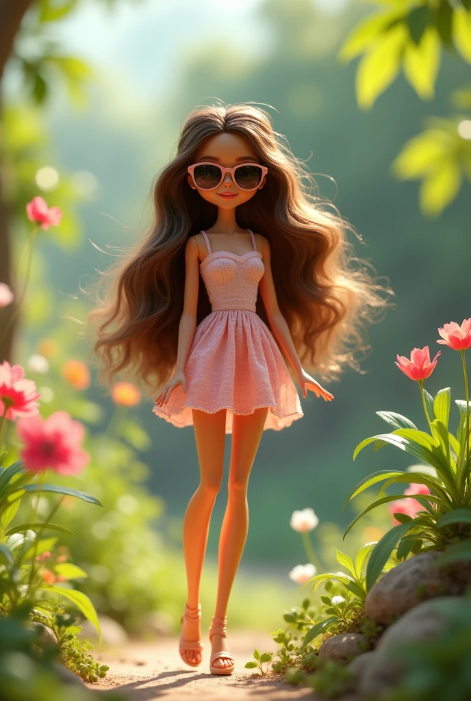 Cute doll, sunglass, nature, tops dress up, open hair