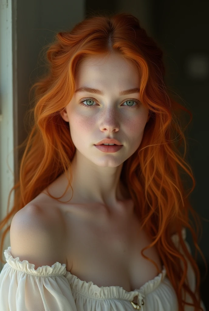 Girl with long hair, redhead, White skin, beautiful,
2 photos 
