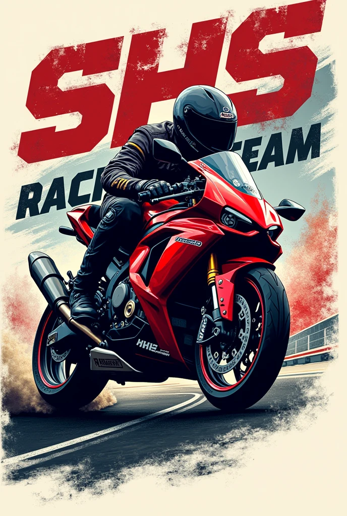 Design a motorcycle t-shirt that says SHS Racing Team