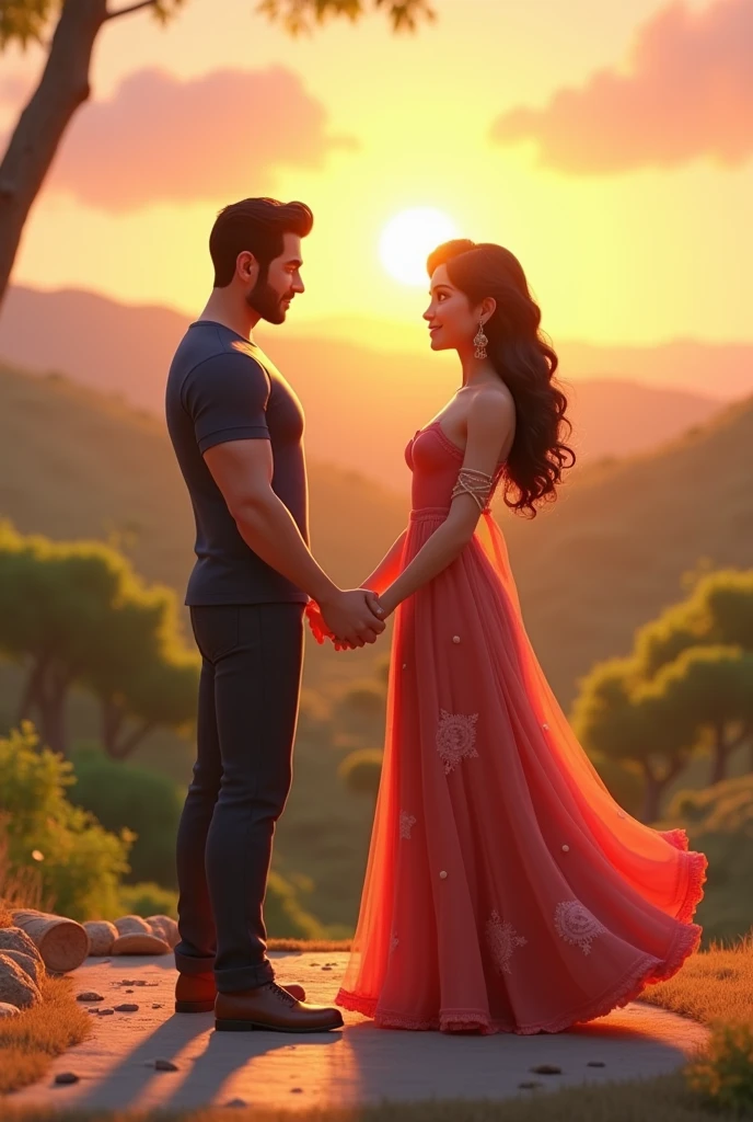 In 3D animation style' salman khan and katrina characters age 25 After their wedding, Salman and Katrina decide to build their dream home. Describe the decor and how this home represents their shared dreams and future.