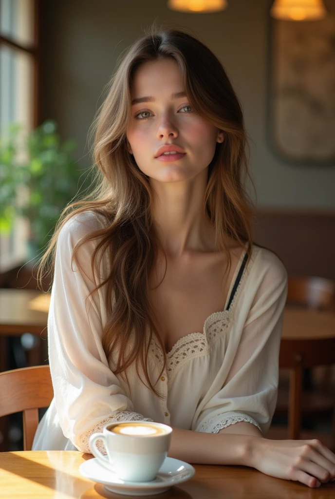 Girl with long hair, café , White skin, beautiful,
3 photos