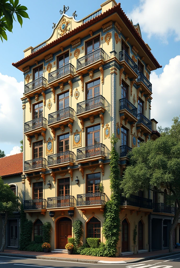 A residential building with four apartments per floor, with 20 floors beyond the ground floor. In the traditional Brazilian style