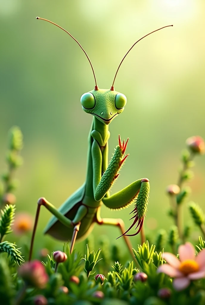 Praying Mantis　cute　Field background　Real