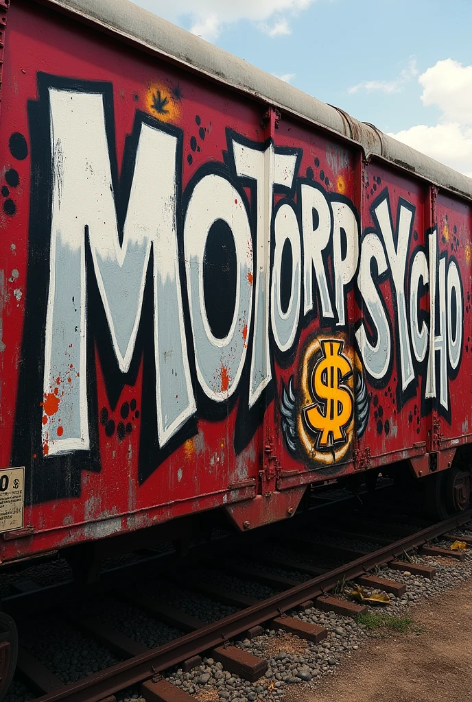 Write MOTORPSYCHO in graffiti letters and the S with a dollar sign