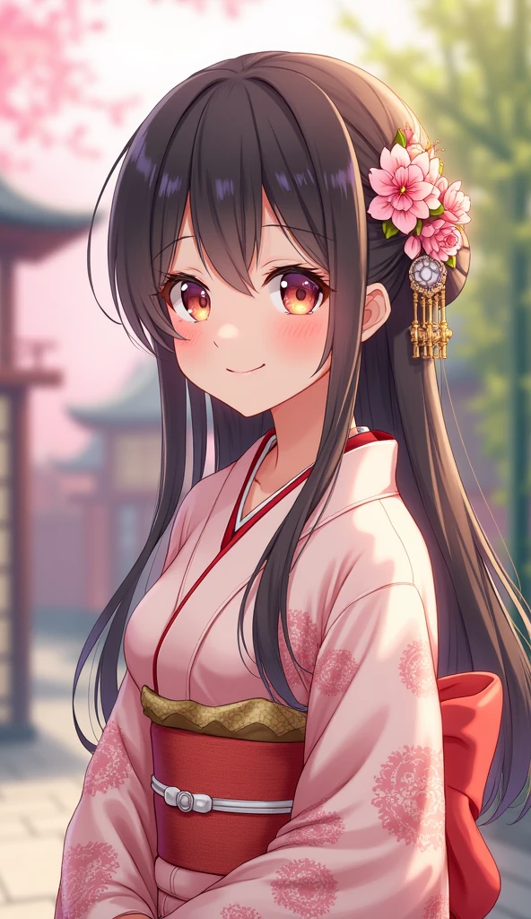 Japanese idol girl in a small kimono 